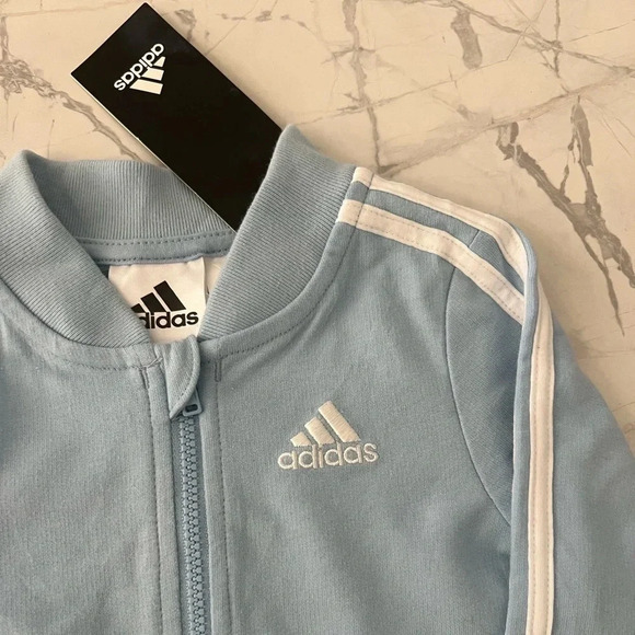 Adidas Sweatsuit Jumpsuit Baby Blue NWT | Size 6M - Picture 2 of 6